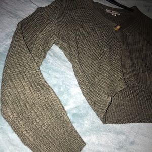 Green Knit Long sleeve Crop top